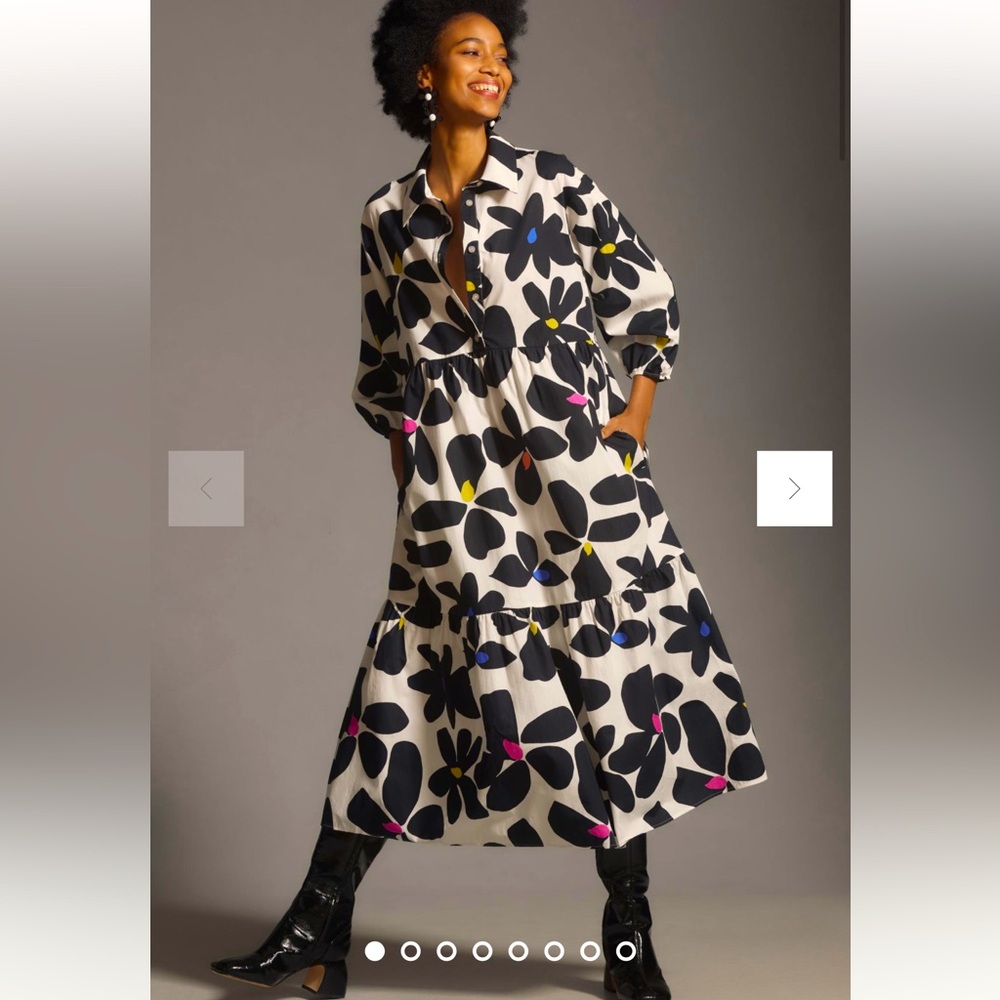 Anthropologie NWT The Bettina Tiered Shirt Dress by Maeve size S.